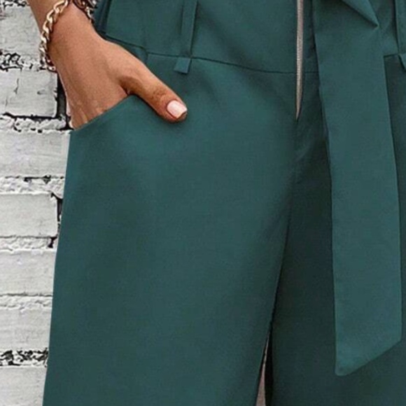 012 Classic High Waisted Pockets Pleated Hem Trouser Pants - Picture 8 of 10